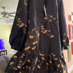 Tuckernuck Black and Gold Floral Mini Dress